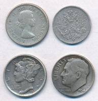 Vegyes 4db-os kisezüst tétel, közte Amerikai Egyesült Államok, Finnország, Kanada T:2,2- 4pcs of various small silver coins, including USA, Finland, Canada C:XF,VF
