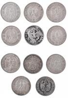 Német Harmadik Birodalom 1935-1936. 5M Ag (11x) T:2,2- patina
German Third Reich 1935-1936. 5 Mark ...