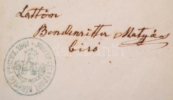 1863-1864 Pest, József külvárosi bíróság 2 db igazolása pecsétekkel, viaszpecsétekkel, kivágással