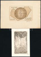 5 db különféle ex libris,fametszet, papír, egy részük jelzett, különböző méretben