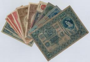 1902-1920. 12db-os vegyes magyar korona bankjegy tétel T:III,III-,IV