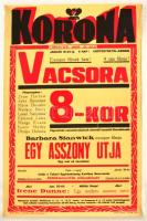 cca 1930-1940 A Korona Mozi műsoros plakátja, 47×31 cm