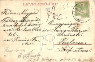 Zólyom, Zvolen, Fő tér, Schuster Kálmán üzlete. W. L. (?) 981. / main square, shops (apró szakadás /...