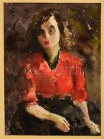 Olvashatatlan jelzéssel: Női portré. Akvarell, papír, 30×22 cm