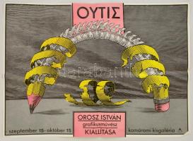 1980 Outis, Orosz István grafikusművész kiállítása a Komáromi Kisgalériában, plakát, hajtásnyomokkal, 64×90 cm
