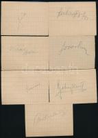 7 db ping-pong játékos aláírása papírlapokon (Sidó, Farkas, Király, stb.)