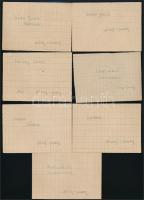 7 db ping-pong játékos aláírása papírlapokon (Sidó, Farkas, Király, stb.)