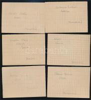 6 db teniszező aláírása papírlapokon (Asbóth, Szigeti, Katona, stb.)