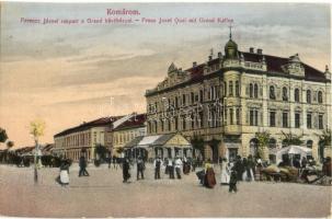 Komárom, Komárno; Ferenc József rakpart, Grand kávéház, piac. L. H. Pannonia / Franz Joseph quay, wharf, café, market vendors