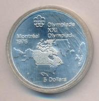 Kanada 1973. 5$ Ag "Montreali olimpia - Észak-Amerika térkép" T:1
Canada 1973. 5 Dollars ...