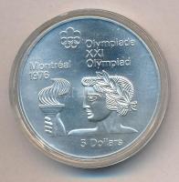 Kanada 1974. 5$ Ag "Montreali olimpia - Atléta fáklyával" T:1 Canada 1974. 5 Dollars Ag &q...
