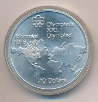 Kanada 1973. 10$ Ag "Montreali Olimpia - Világtérkép" T:1 
Canada 1973. 10 Dollars Ag &qu...