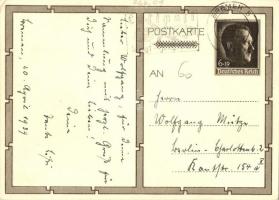 Adolf Hitler with children. Hitlerjugend, NSDAP German Nazi Party propaganda, swastika + Luftpost 6+...