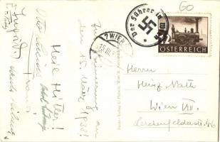 Adolf Hitler. NSDAP German Nazi Party propaganda, swastika + 1938 Der Führer in Wien So. Stpl