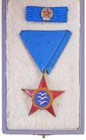 ~1950-1960. FAI (Nemzetközi Repülő Szövetség) zománcozott kitüntetés, miniatűrrel, rajta MRSZ (Magyar Repülő Szövetség) felirattal, eredeti tokban T:1-