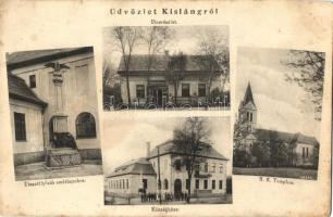 Kisláng, Elesett hősök emlékszobra, Római katolikus templom, Községháza, utcakép, üzlet. Ocsenás József kiadása (EK)