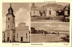 Vásárosnamény, Református templom, Tisza híd, Dr. Tomcsányi kastély. Klein Lajos kiadása (EK)