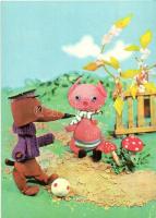 3 db MODERN báb és rajzfilm motívumlap, Mazsola és Tádé / 3 modern puppet and cartoon films motive p...