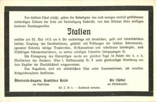 1915 Italien Todbericht / Itália gúny gyászjelentés, propaganda lap / WWI Austro-Hungarian mock-obituary of Italy