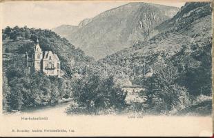 Herkulesfürdő, Baile Herculane; 12 lapos leporellofüzet, belül: vasútállomás, Livia villa, Stefánia ...