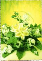 Tévnyomat! 5db klf virágokat ábrázoló képeslap piros színnyomat nélkül + támpéldány