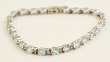 Ezüst(Ag) karkötő topáz és apró gyémánt kövekkel, jelzett, h: 19 cm, bruttó: 9,8 g