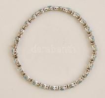 Ezüst(Ag) karkötő topáz és apró gyémánt kövekkel, jelzett, h: 19 cm, bruttó: 9,8 g