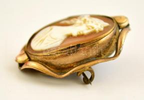 Réz bross, kámea díszítéssel, 3×2,5 cm