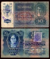 1902-1915. 10K, 20K, 1000K klf délszláv ellenbélyegekkel és ellenbélyegzőkkel T:II,III,III/IV