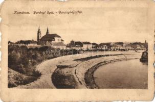 Komárom, Komárno; Darányi liget / Daranyi Garten / park, church (ragasztónyom / glue mark)