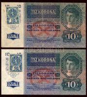 1912. 100K + 1915. 10K(2x) mindegyik cseh ellenbélyeggel T:II,II/III,III