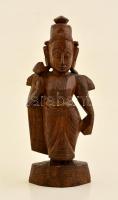 Laksmi hindu istennő, a gazdagság és jószerencse istennőjének faragott fa, m: 16,5 cm