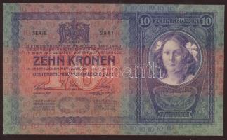 1904. 10K elő és hátlap felfelé csúszva és ferdén vágva T:II+ csak egyszer hajtva