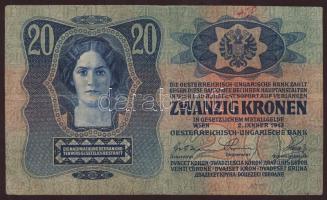 1913. 20K piros "Magyarország" körbélyegővel, ez Andráskereszttel érvénytelenítve T:II/III...