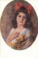 41 db régi motívumlap: hölgyek, művészlapok / 41 pre-1945 motive cards: ladies, art postcards