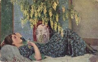 41 db régi motívumlap: hölgyek, művészlapok / 41 pre-1945 motive cards: ladies, art postcards