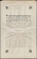 1850 Bírósági ítélet Sopronban kelt, Hőgyészi Hőgyészy Pál aláírásával, papírfelzetes viaszpecséttel