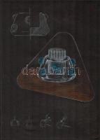 Jelzés nélkül: Üveg dísztárgyak tervrajzai, 4 db. Vegyes technika, papír, 35×25 cm