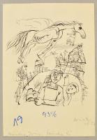 Würtz Ádám (1927-1994): Illusztráció. Tus, papír, jelzett, 21×14,5 cm