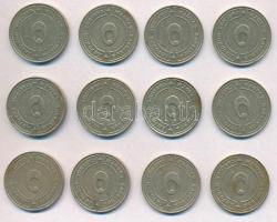 ~1990. Magyar Kaszinók - Hungarian Casinos fém zseton (12x) T:2-