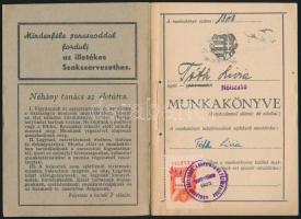 1927, 1947 Szolgálati cselédkönyv és női szabó számára kiállított munkakönyv okmánybélyegekkel