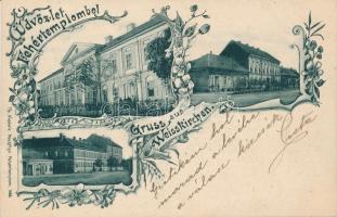 1900 Fehértemplom, Ung. Weisskirchen, Bela Crkva; Tiszti kaszinó, iskolák / officers casino, school. Th. hepke Floral, Art Nouveau
