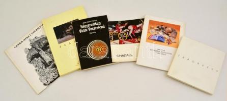 6 db művészettel kapcsolatos könyv. Kiállítási katalógusok, Vasarely, Zsankó, Chagall,