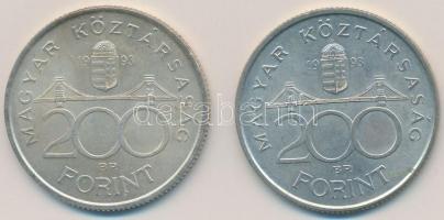 1993. 200Ft Ag "MNB" (2x) T:2 patina