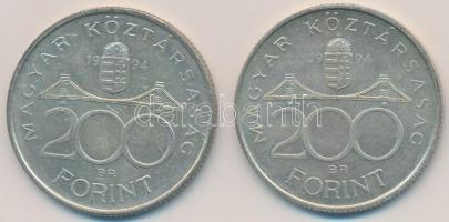 1994. 200Ft Ag "Deák" (2x) T:2 patina