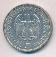 Német Harmadik Birodalom 1936A 5M Ag "Hindenburg" T:2 
German Third Reich 1936A 5 Mark Ag...