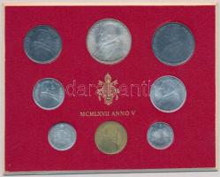 Vatikán 1967. 1L - 500L VI. Pál pápa (8xklf) forgalmi szett T:1,1-  Vatican 1967. 1 Lire - 500 Lire Paul VI (8xdiff) coin set C:UNC,AU
