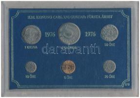 Svédország 1976. 5ö-5K (6xklf) forgalmi szett műanyag tokban T:1  Sweden 1976. 5 Öre - 5 Kronor (6xdiff) coin set in plastic case C:UNC
