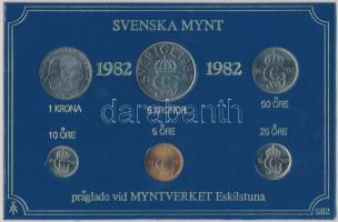 Svédország 1982. 5ö-5K (6xklf) forgalmi szett műanyag tokban T:1  Sweden 1982. 5 Öre - 5 Kronor (6xdiff) coin set in plastic case C:UNC
