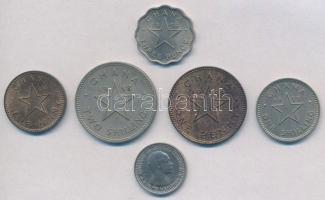 Ghána 1958. 1/2p-2Sh (6xklf) T:1-,2 Ghana 1958. 1/2 Penny - 2 Shillings (6xdiff) C:AU,XF